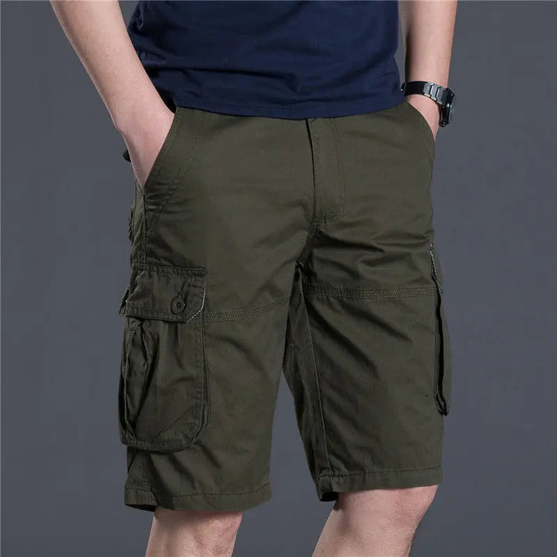 Hehope Summer Men Cotton Loose Cargo Shorts Streetwear Fashion Male Clothes Claret 4 Pockets Straight 5 Points Thin Casual Short Pants