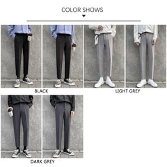 Hehope Brand Fashion Cropped Pants Men 2024 New Autumn Fit Mid Rise Man Tapered Pants Korean Office Business Overalls Male