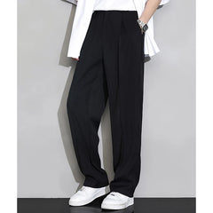 Hehope spring autumn solid color loose casual straight pants homme draped pocket all-match fashion suit trousers men's clothing