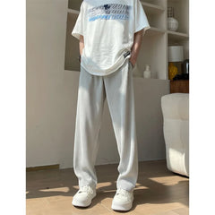 Hehope Summer Pleated Pants Men Fashion Oversized Ice Silk Pants Men Japanese Streetwear Loose Straight Pants Mens Casual Trousers