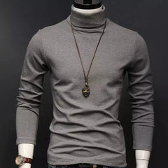 Hehope Korean Thin Half High Collar Base Shirt Men's Solid Casual Versatile Fashion Temperament Simple Patchwork Daily Long Sleeved Top