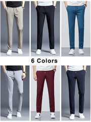 Hehope Summer Lightweight Long Sweatpants Men Breathable Cooling Nylon Silk Spandex Casual Chino Pants Male Straight Trousers