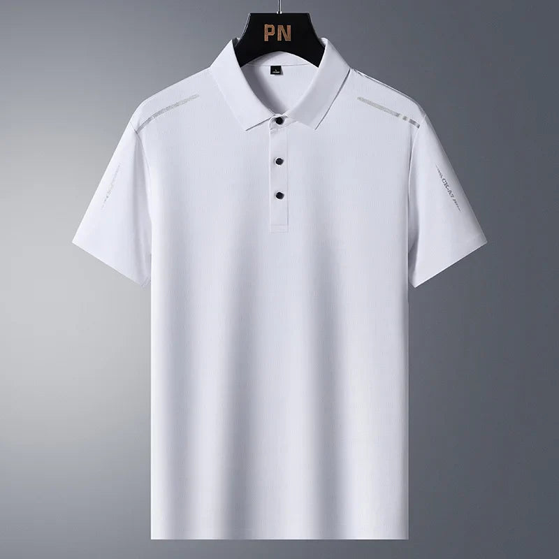 Hehope High-quality Premium ice silk breathable polo shirt Men's short-sleeved summer trend  T-shirt  Men's Business Casual Polo Shirt