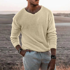 Hehope Spring Autumn Fashion  Mens Knit Thin Sweaters Casual V Neck Solid Warm Slim Fit Sweaters Pullover Male