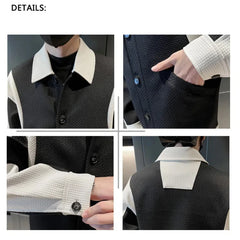 Hehope Korean Autumn Winter 2024 Boyfriend New Spliced Square Collar Button Pocket Screw Thread Fashion Casual Long Sleeve Jackets