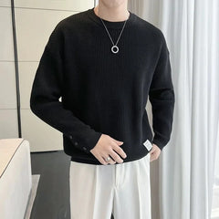 Hehope Spring Autumn New Fashion Round Neck Long Sleeve Pullovers Men's Clothing Solid Color Korean Casual Loose Trend All-match Tops