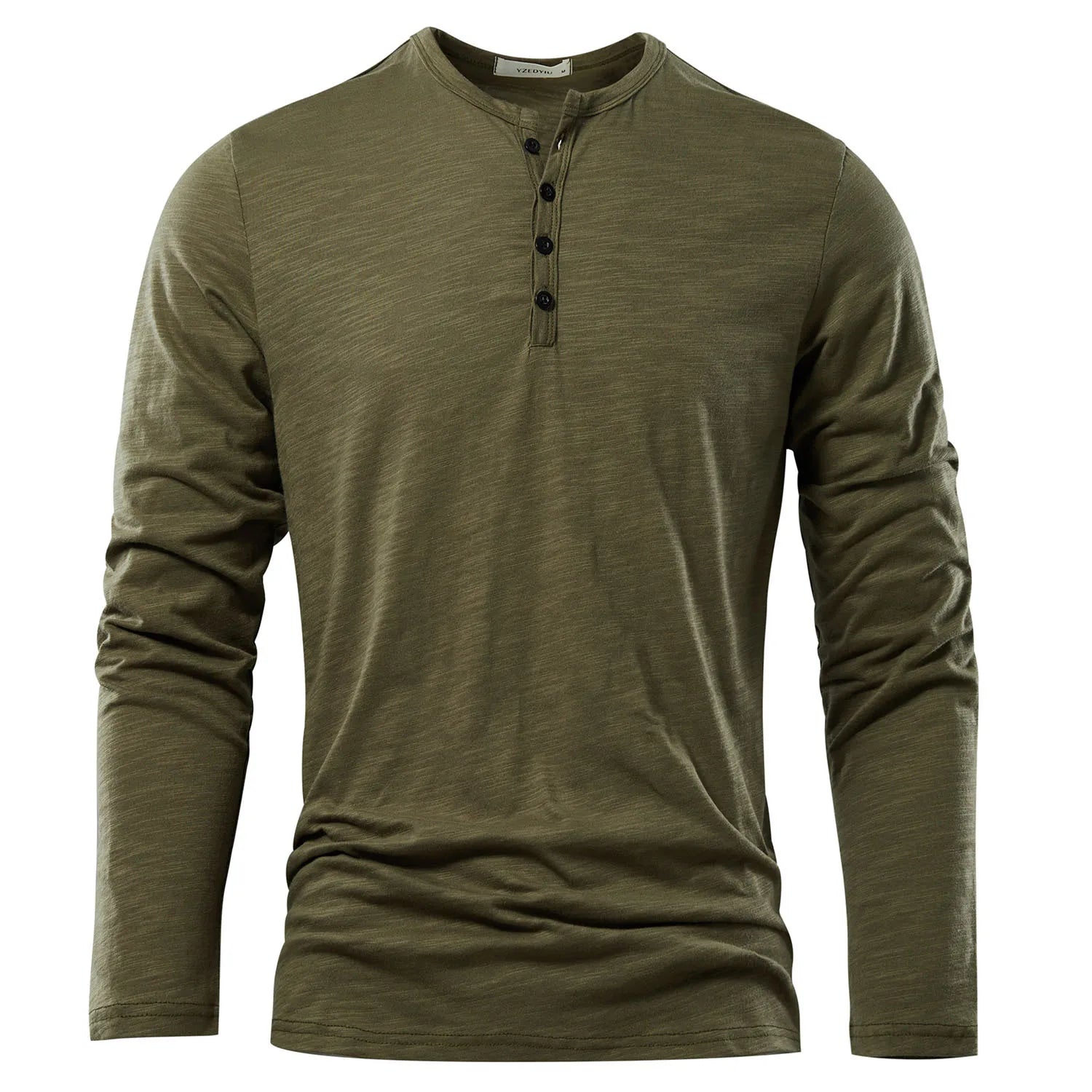 Hehope Neck  Long Sleeve T shirt For Men Solid Spring Casual Mens T-shirts High Quality Male Tops Classic Clothes Men's T-shirts