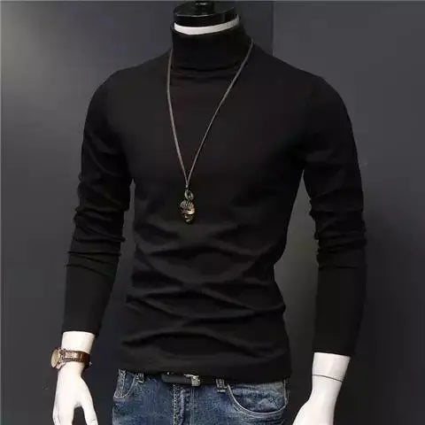 Hehope Korean Thin Half High Collar Base Shirt Men's Solid Casual Versatile Fashion Temperament Simple Patchwork Daily Long Sleeved Top