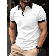 Hehope Summer New Loose Casual Patchwork Polo-neck Tee Male Simple All-match Pulllovers Top Hombre Short Sleeve T-shirt Men's Clothing