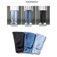 Hehope New Arrival Men Jeans Spring and Summer Fashion Solid Color Loose Casual Denim Pants Men Mid Straight Jeans for Men