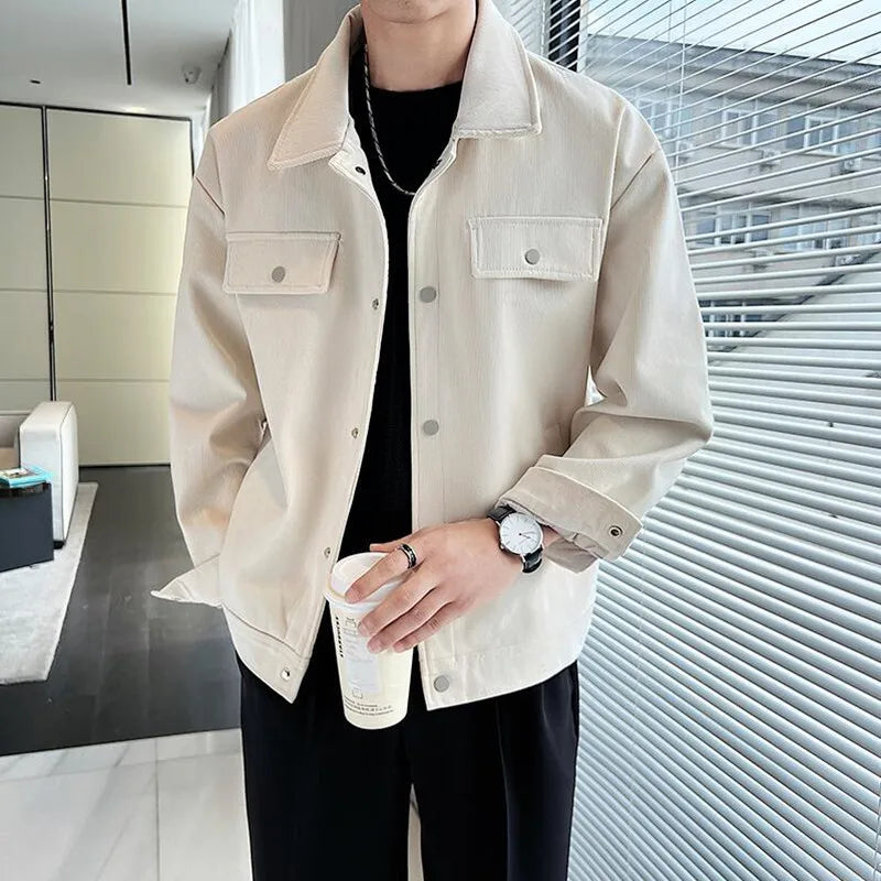 Hehope Men Spring High Quality Fashion Casual Jackets/Male Slim Fit Solid Color Lapel Loose Jacket Brand Clothing Chaquetas Hombre Coat