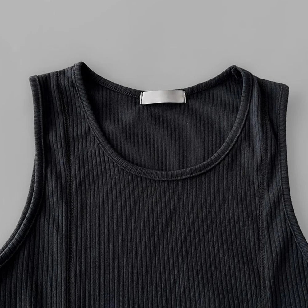 Hehope Mens Shaping Stretch Knit Vest Genderless 2024 New Fitness Sports Tight Breathable Sweat-Absorbent Solid Color Tank Top Unisex