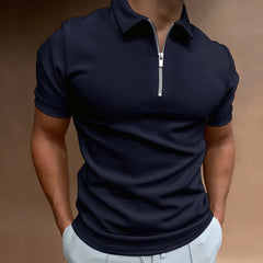 Hehope NEW Mens Solid Color Polo Shirt Short Sleeve Turn-Down Collar Zipper Polo Shirt Men Casual Streetwear Summer Male Tops