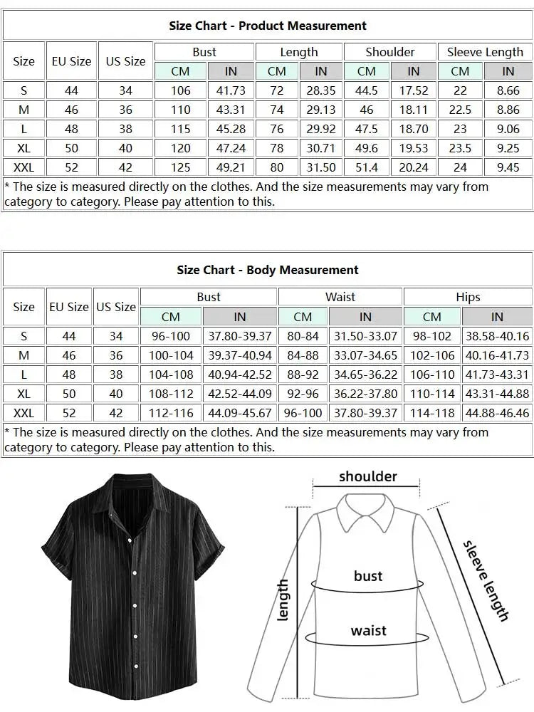 Hehope Striped Shirt for Men Cotton Short Sleeves Button Blouses Casual Turn-down Collar Shirt Summer Streetwear Overshirts Tops