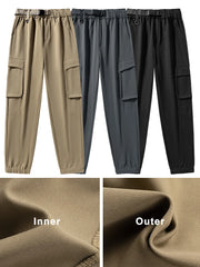 Hehope Spring Autumn Cargo Pants Men Multi-Pockets 300G Heavy Polyester Workwear Slim Trousers for Men Casual Jogger Pants With Belts