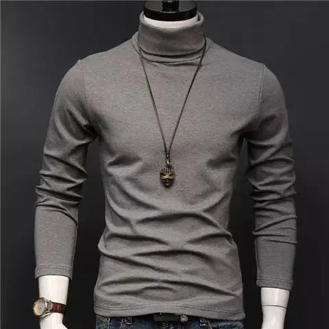 Hehope Korean Thin Half High Collar Base Shirt Men's Solid Casual Versatile Fashion Temperament Simple Patchwork Daily Long Sleeved Top