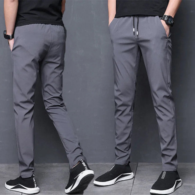 Hehope New Spring and Autumn Men's Fashion Trend Thin Elastic Loose Straight Sleeve Business Casual Versatile Sports Feet Pants