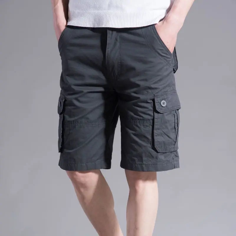 Hehope Summer Men Cotton Loose Cargo Shorts Streetwear Fashion Male Clothes Claret 4 Pockets Straight 5 Points Thin Casual Short Pants