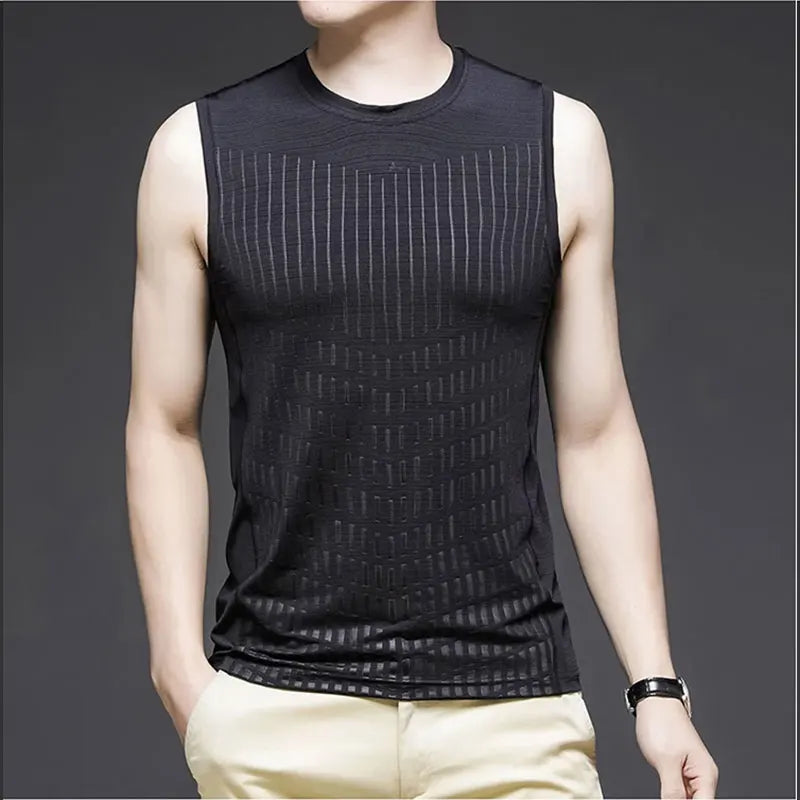 Hehope 2024 Elegant Fashion Harajuku Slim Fit Ropa Hombre Loose Casual Sport All Match T-shirts Solid O Neck Insert Sleeveless Vest