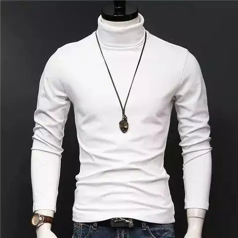 Hehope Korean Thin Half High Collar Base Shirt Men's Solid Casual Versatile Fashion Temperament Simple Patchwork Daily Long Sleeved Top