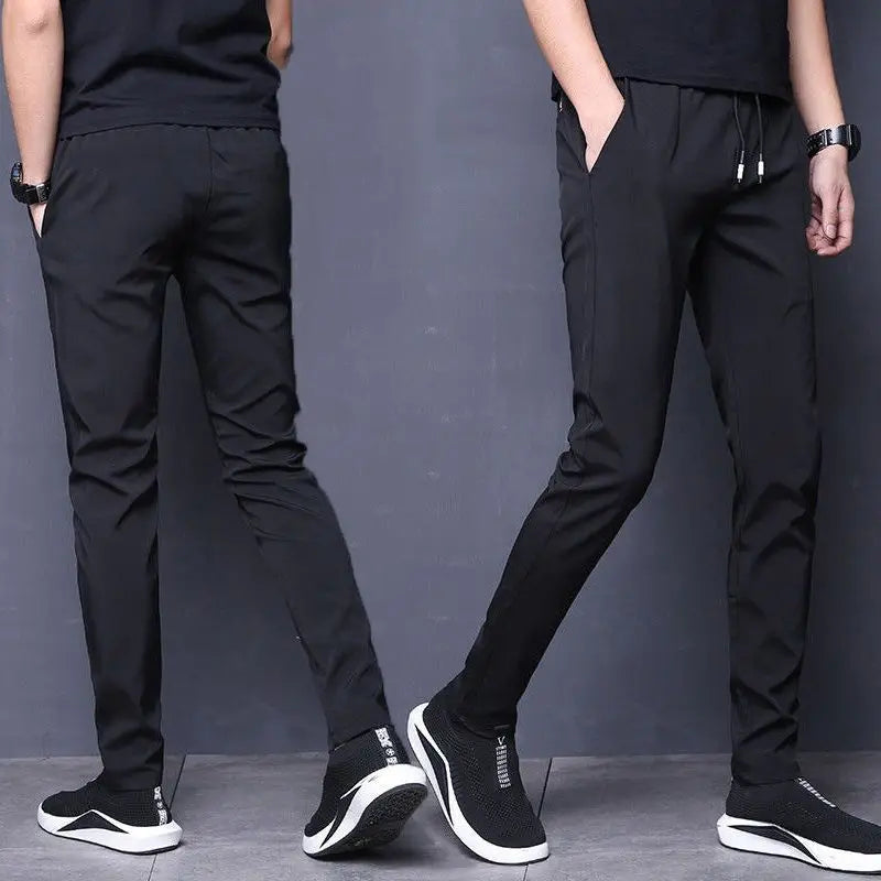 Hehope New Spring and Autumn Men's Fashion Trend Thin Elastic Loose Straight Sleeve Business Casual Versatile Sports Feet Pants