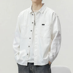 Hehope Spring and autumn new fashion men retro heavy wash coat trend everything with loose long-sleeved shirt