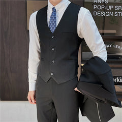 Hehope 7XL 6XL New Style Men Spring High Quality Business Suit Vest Male slim fit fashion Blazers Groom's wedding dress 3 Color