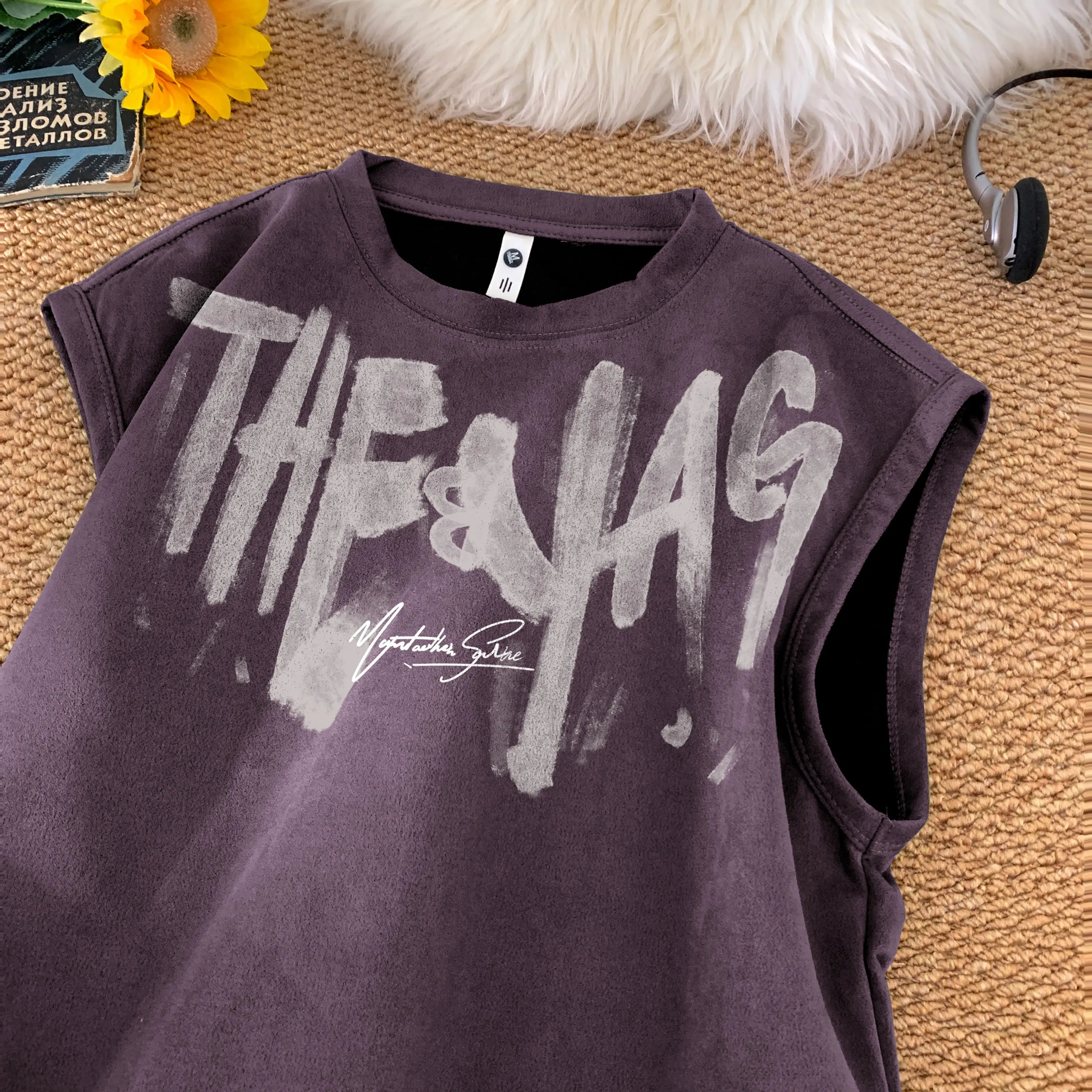 Hehope Fashion Letter Print Sleeveless Vest 2024 Summer Men Basketball Vest Tshirt Casual Loose Suede Tank Top