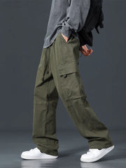 Hehope Spring Summer Baggy Cargo Pants Men Multi-Pockets Drawstring Straight Long Casual Pants Male Cotton Loose Trousers Plus Size 8XL