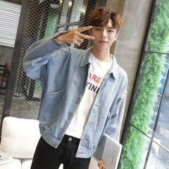 Hehope Male Jean Coats Spliced Black Wide Shoulders Men's Denim Jacket Autumn Joker Fashion Korean Popular Clothes Loose One Piece Worn