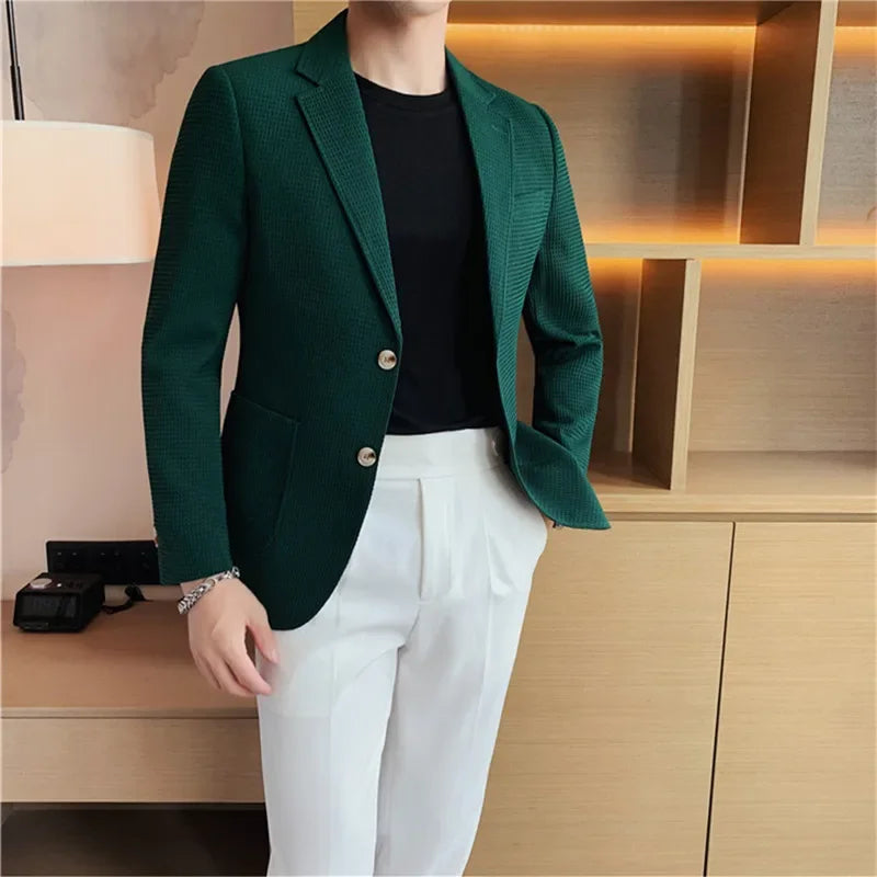 Hehope Male Casual Suit Jackets Blazer for Men Wedding Slim Fit Outwear Oversized Single Breasted Blazers Elegant Luxury Coats Korean