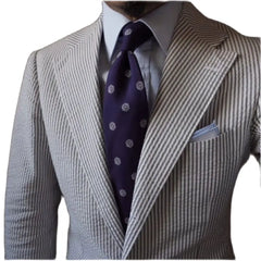 Hehope Men Suits 2 Pieces Striped Thin British Gentry Men ClothingSummer Casual Groom Wedding Blazers Tuxedos Slim Fit