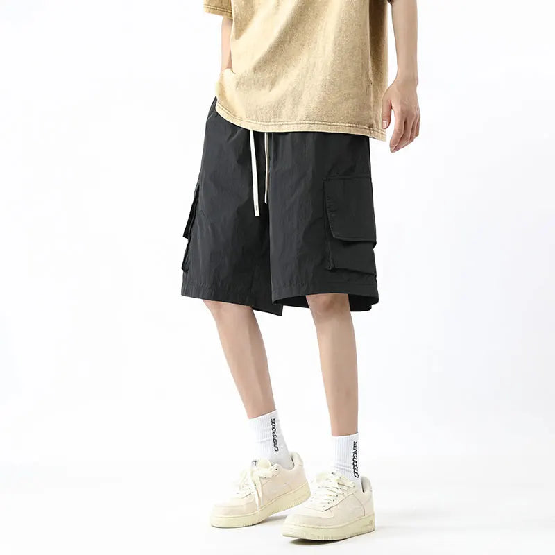 Hehope American Retro Men's Cargo Shorts Summer Casual Shorts High Quality Elastic Band Business Men Shorts Pockets Jogger Shorts