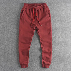 Hehope Autumn and winter heavy pile thick casual sweatpants men's color draw rope trend straight leg corset pants