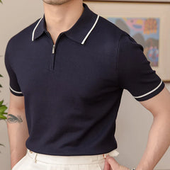 Hehope Summer Men Short Sleeve Polo Shirts Casual  Lapel Splicing T-shirts High Quality Contrast Color Tee Tops Business Men