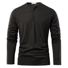 Hehope Neck  Long Sleeve T shirt For Men Solid Spring Casual Mens T-shirts High Quality Male Tops Classic Clothes Men's T-shirts