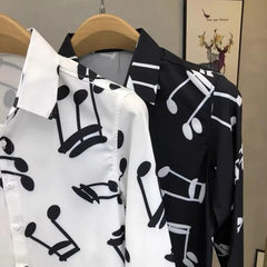 Hehope New Spring and Summer Fashion Minimalist Trend Slim Fitting Business Versatile Casual Printed Long Sleeved Men's Shirt