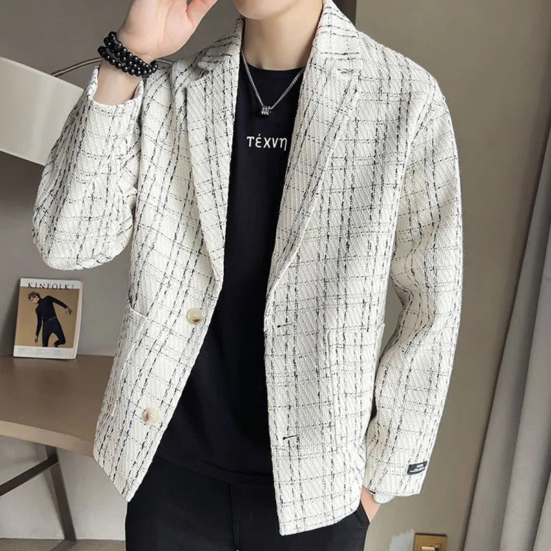 Hehope New Spring and Autumn Fashion Brand Short Puppy and Handsome Work Suit Collar High Grade Casual Jacket Versatile Men's Coat