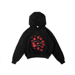 Hehope Y2K Fashionable Harajuku Hoodie Streetwear Oversized Lips Pattern Letter Print Tops Casual Wear Gothic Women Vintage Sweatshirts