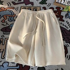 Hehope Loose Street Casual Shorts Korean Fashion Elastic Waist Lacing Solid Pockets Handsome Simplicity Thin Summer Men's Clothing