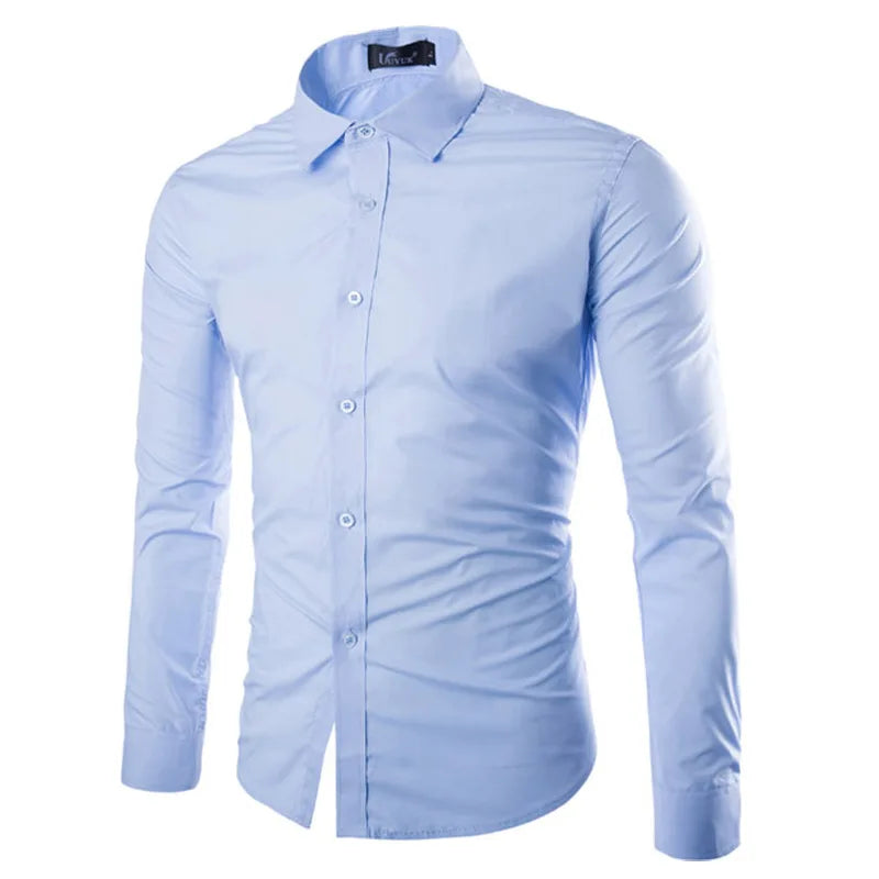 Hehope 14 Colors Solid Color Men's Fashionable Candy Color Shirt Men's Casual Long Sleeve Shirt for Men