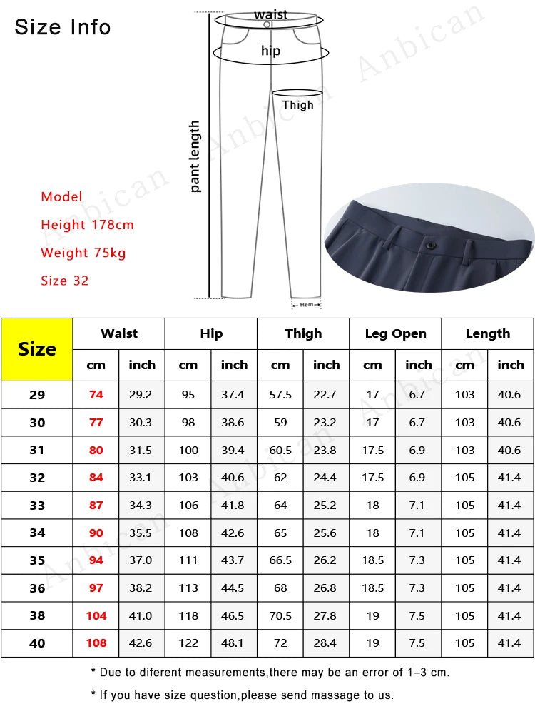 Hehope New Autumn Men's Pants Stretched Nylon Slim Fit Chinos Male Business Casual Work Straight Long Slacks Male Suit Trousers