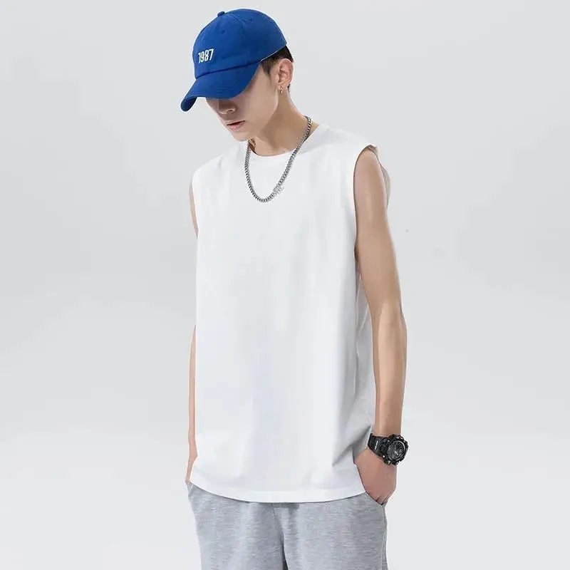 Hehope Men's Plus Size Bottoming Shirt Summer New Loose Thin Sleeveless O-Neck Casual Tank Tops Fashion Street Casual Men Clothing