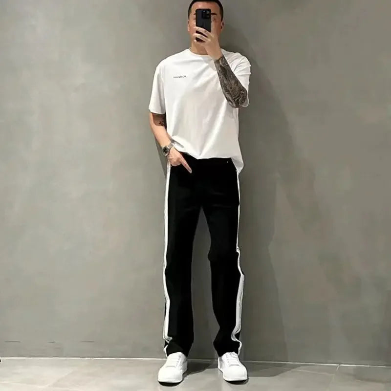 Hehope Trousers White Straight Male Cowboy Pants Retro Jeans for Men Classic Cheap Denim Aesthetic Stylish Baggy 90s Streetwear Loose