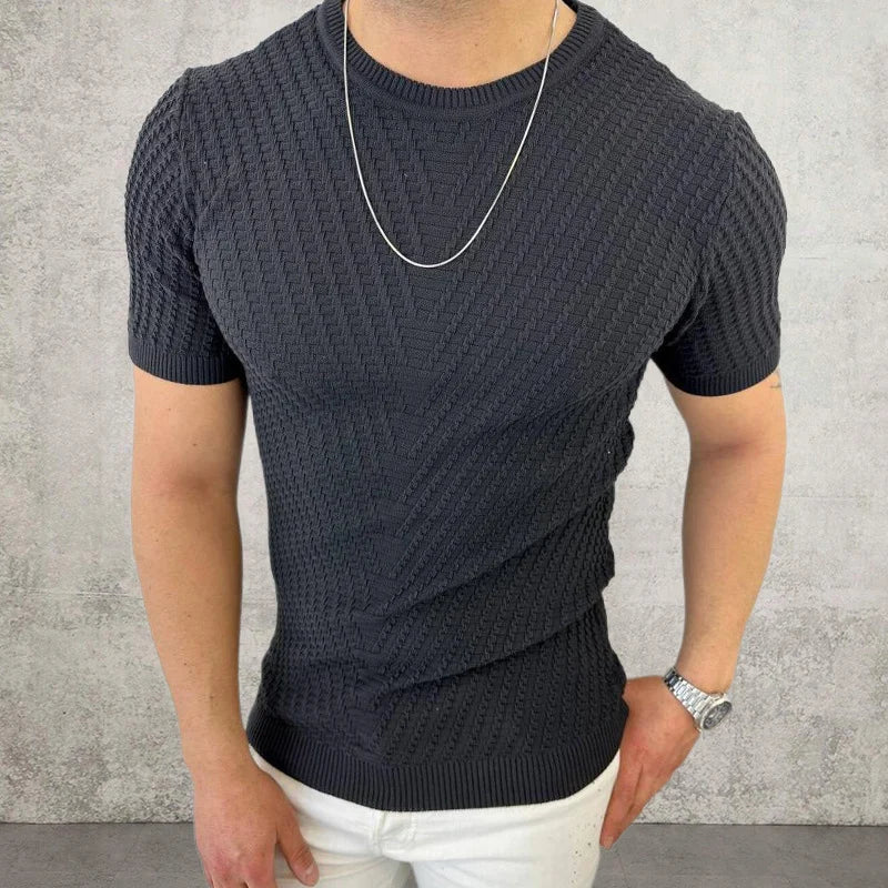 Hehope 2024 Fashion Solid Knit Tees Top Men Clothing Casual Male Arrow Jacquard Summer Shirts New Arrival Short Sleeve Pullover T Shirt