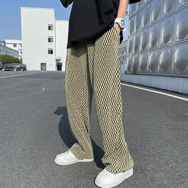 Hehope Men's Casual Pants Hip Hop Hippie Trousers Male Plaid Loose Summer Stylish Korean Style Y2k Cotton Long New in Free Shipping