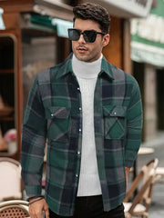 Hehope Mens Plaid Shirt,Long Sleeves,Classic Flannel Shirt Button Down Shirt Jacket Tops