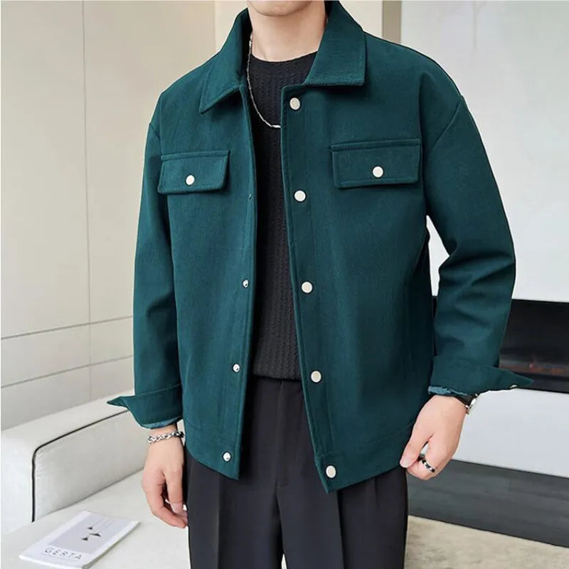 Hehope Men Spring High Quality Fashion Casual Jackets/Male Slim Fit Solid Color Lapel Loose Jacket Brand Clothing Chaquetas Hombre Coat