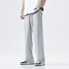 Hehope Brand Fashion Thin Casual Pants Man 2024 New Drawstring Mid Rise Cooling Mens Summer Trousers Japan Casual Men Clothes