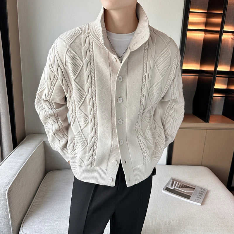 Hehope Winter Sweater Cardigan Men Warm Fashion Retro Knit Sweater Jacket Men Korean Loose Cardigan Sweater Mens Jumper Clothes M-3XL